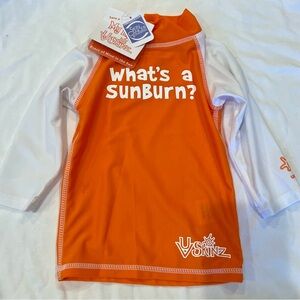 NET UVSkinz Orange and White Long Sleeve Rash Guard sz 12/24M
